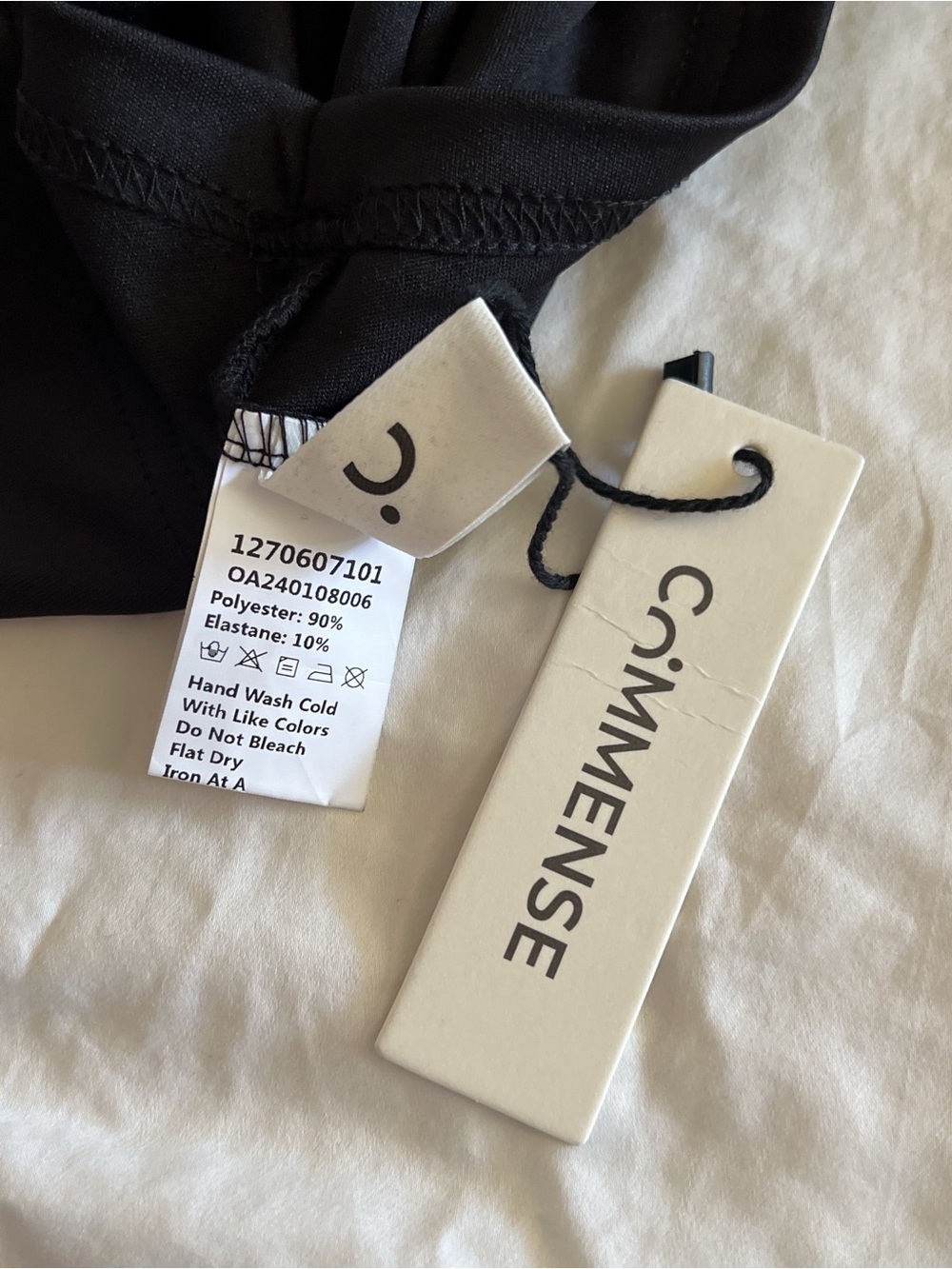 Commense Black Embroidered Chain Strap Mini Dress Square Neck Bodycon Size M - Picture 4 of 8